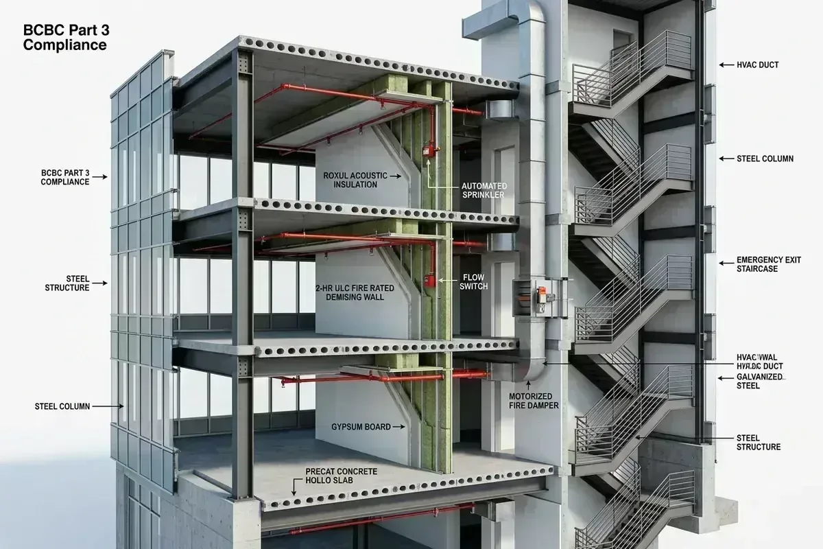 Part 3 commercial structural steel and fire separation cutaway