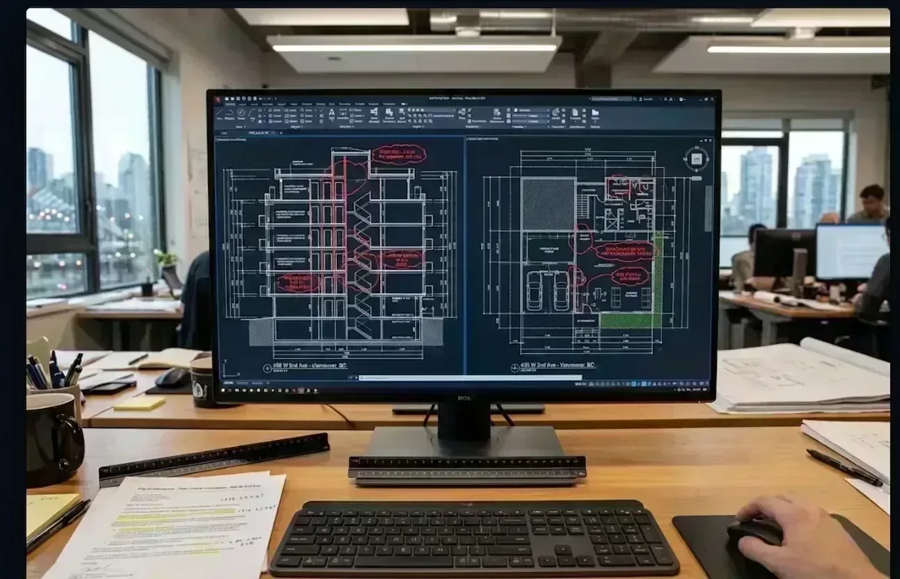 CAD drawing revision clouds addressing municipal comment letters