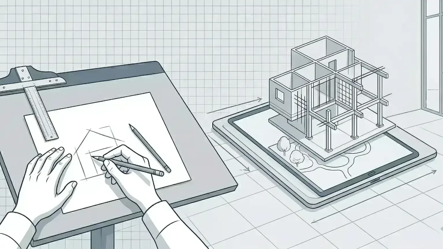 Municipal architectural floor plan CAD drafting and 3D BIM modeling