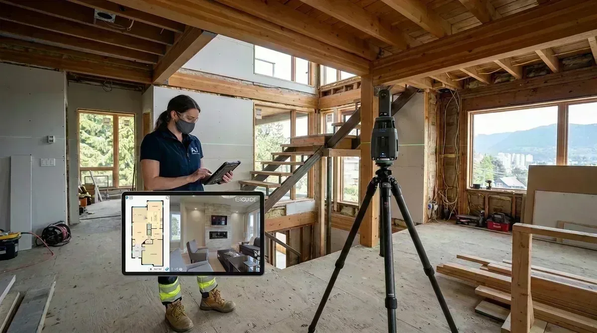 iGUIDE PLANIX Pro 3D LiDAR scanning during residential renovation measuring